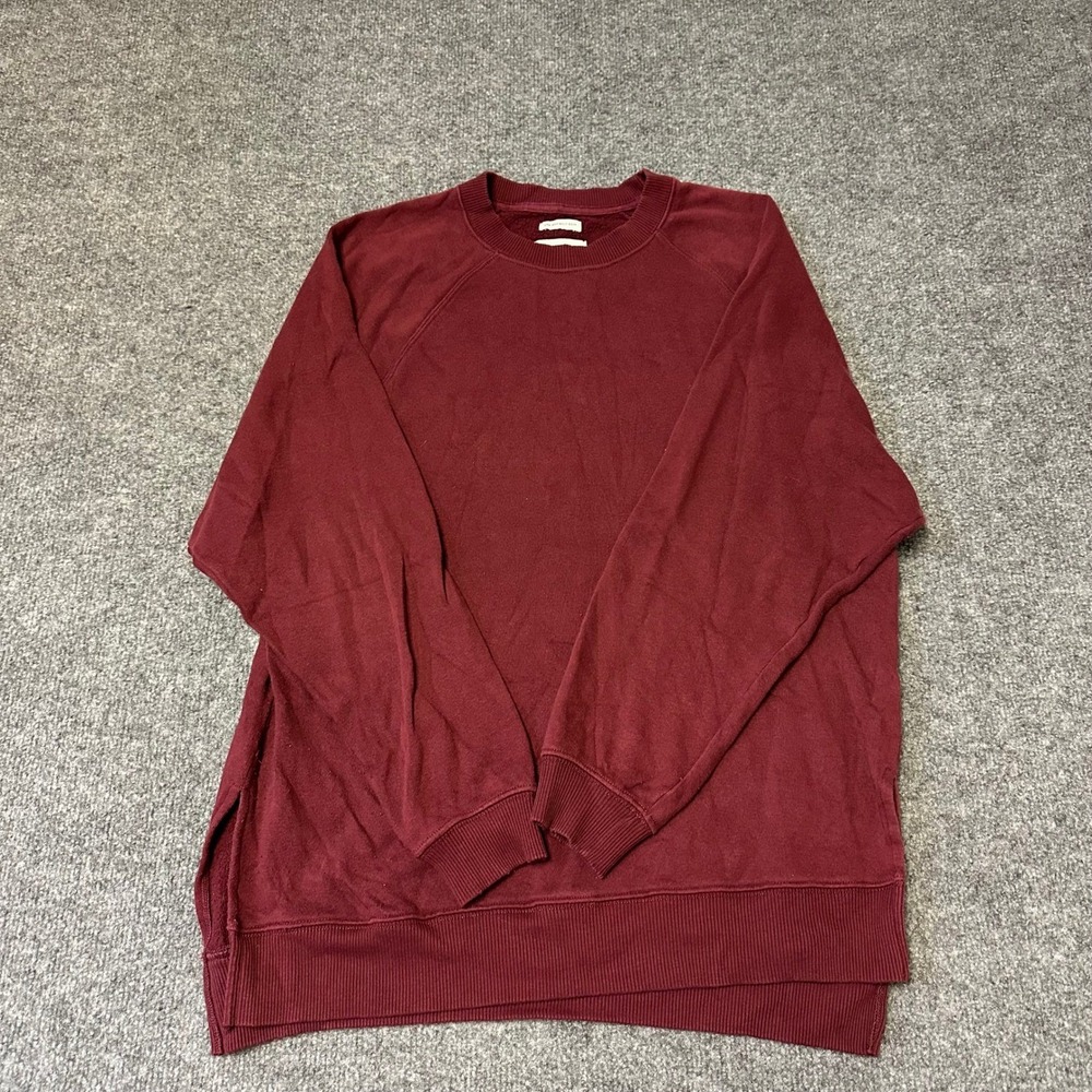 American Eagle Sweatshirt Womens Size XS Burgundy Jegging Fit Fleece Crewneck